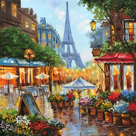 Original Paris Oil Painting on Canvas Modern Eiffel Tower Wall - Etsy