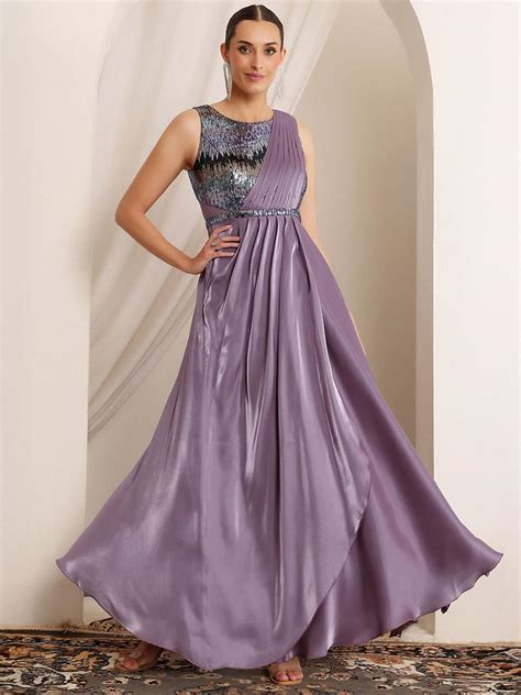 buy  chase women embellished layered premium satin gown ethnic