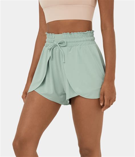 Women's High Waisted Elastic Waistband Drawstring Flowy Stacked Casual ...