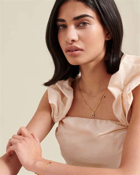 Deco Garnet January Birthstone Necklace | 18k Gold Plated – EDGE of EMBER