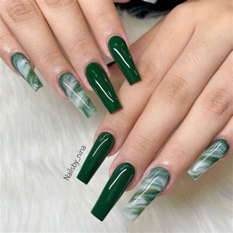 40+ Trendy Ways To Wear Green Nail Designs : Emerald Green & Marble ...