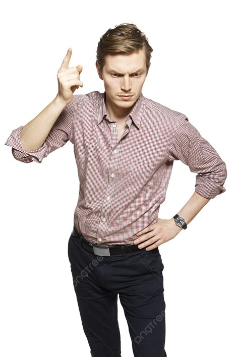 Young Man Against A White Background Slim Fashion Model Frustration