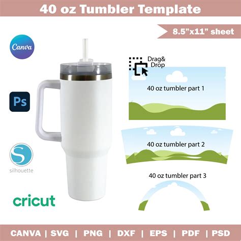 40oz Tumbler Canva Editable Template, 40 Oz Tumbler Sublimation, Canva