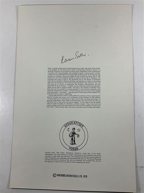 Vintage 1970 Penthouse Pet Pin up Poster Miss Karen Sather 17 X 11