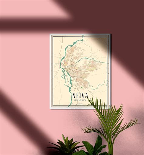 Colored Map Poster of Neiva City 11×17 12×18 16×24 24×36 Unframed