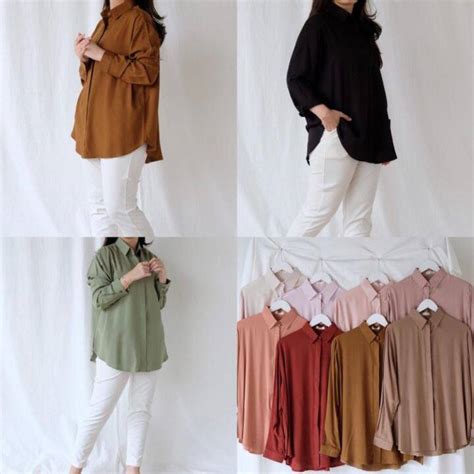 Flowing Oversize / Kemeja Cewek Kekinian Korea / Kemeja Wanita Dewasa ...