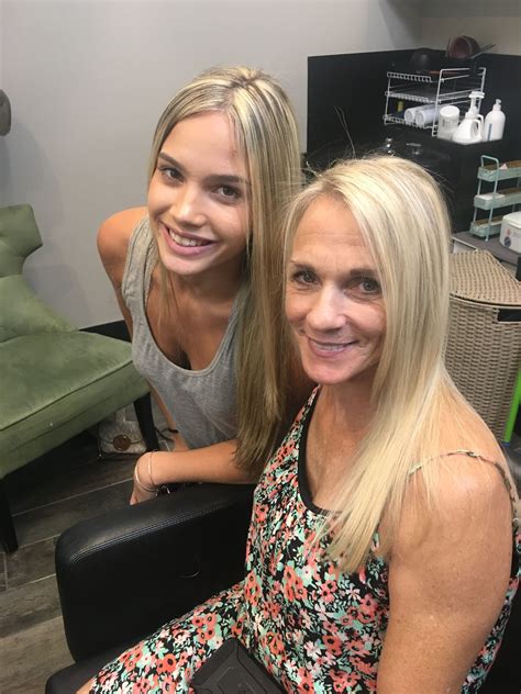 Blonde highlights Mom and daughter looks with long hair great color