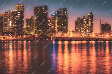 Premium Photo | Miami city skyline viewed from biscayne bay miami skyline