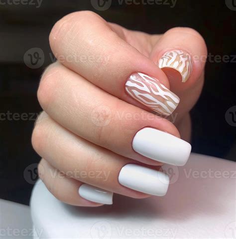 stylish trendy female white manicure  designhands   woman