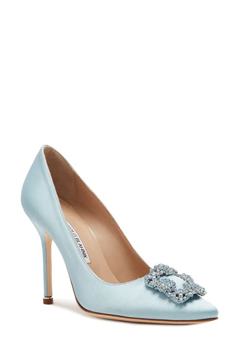 Бирюзовые атласные туфли Hangisi 105 Manolo Blahnik | Маноло Бланик ...
