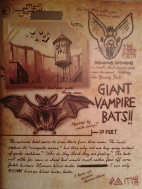 Giant Vampire Bats (Journal 3) | Gravity falls journal, Gravity falls