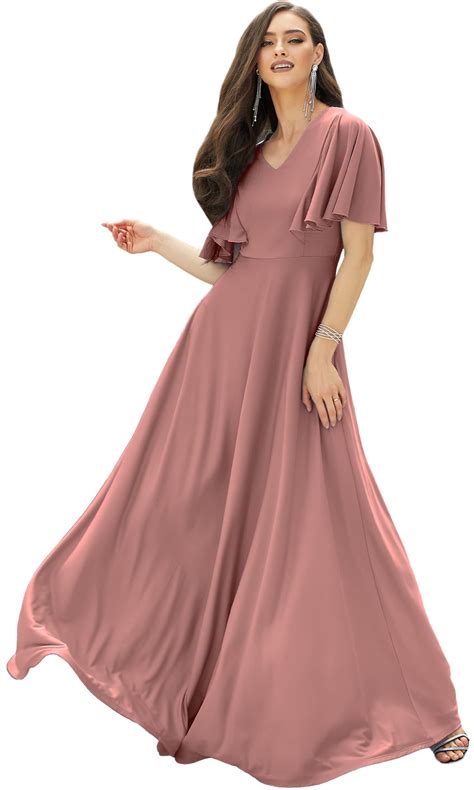KOH KOH Womens Short Sleeve Ruffle Elegant Modest Dressy Wedding Guest