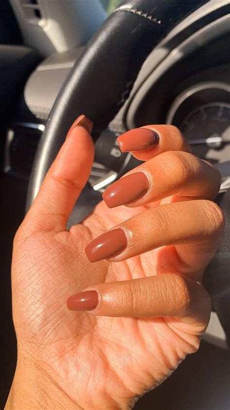 Orange - Brown nail inspo | Orange acrylic nails, Solid color nails ...