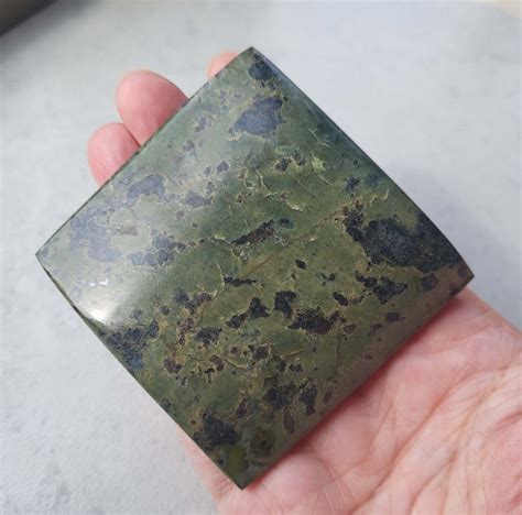 gem serpentine slab  bc canada natural genuine rock slab dark green