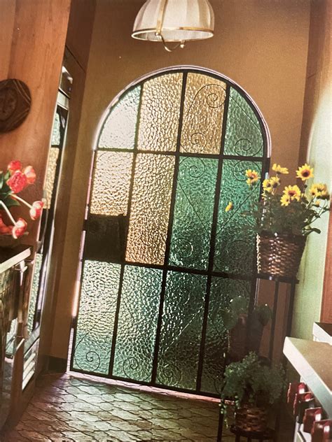 Arched Glass Door with Sunflowers