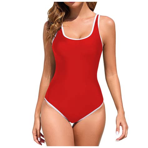 yueewhu Women's Retro 80s/90s High Cut Low Back One Piece Swimsuits