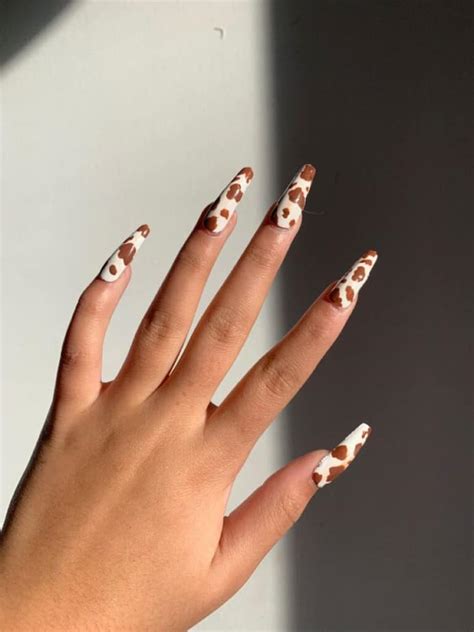 Brown Cow Print Nails