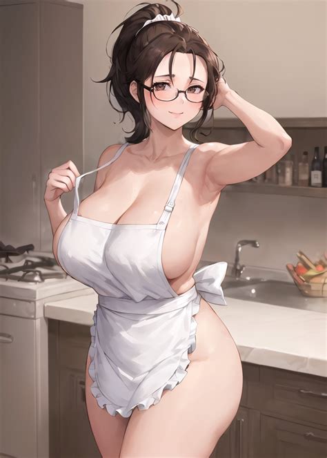 rule  girls ai generated apron arm  armpits breasts brown hair