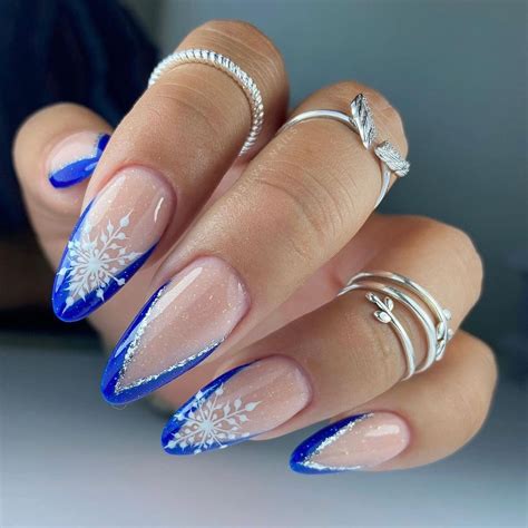 Blue winter snowflake nails – Artofit