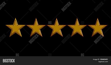 Five Gold Stars On Black Background Image & Photo | Bigstock