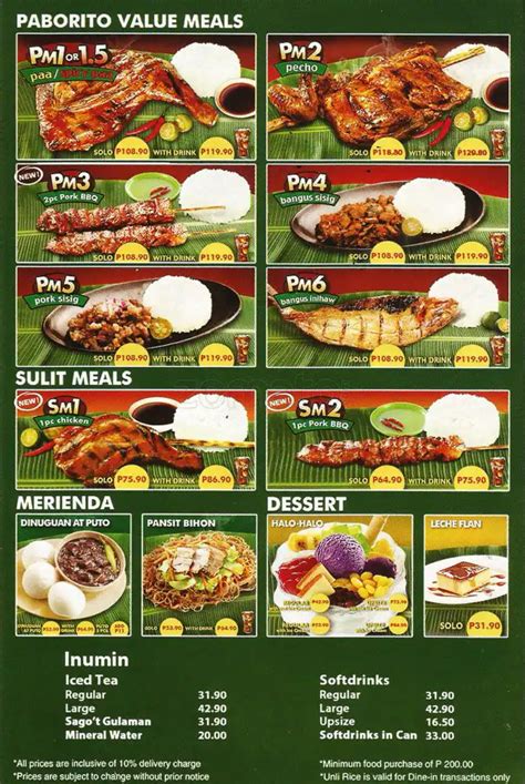 mang inasal menu menu  mang inasal bagong silang mandaluyong city