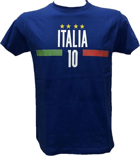 T-Shirt Uomo Maglia Bianca/Blu Italia Numero 10 per Veri Tifosi