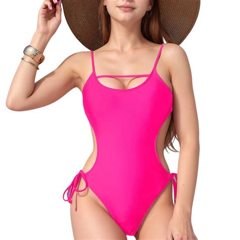 Women's Cutout One-Piece Swimsuit with Strappy Chest Detail Adjustable
