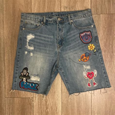 embroidered jorts jean shorts depop