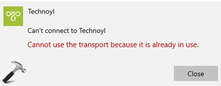 FIX: Cannot Use The Transport Because It Is Already In Use