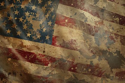 Vintage American Flag Background with Grunge Effect for Print or Web