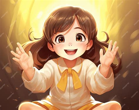 Premium Photo | Kawaii cartoon girl sitting and gesturing in the style