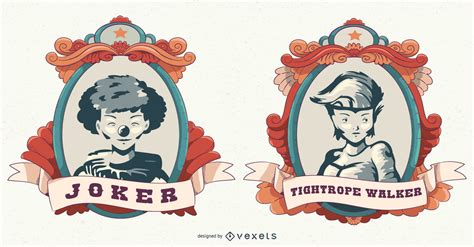 Circus Attraction Vintage Banner Set Vector Download