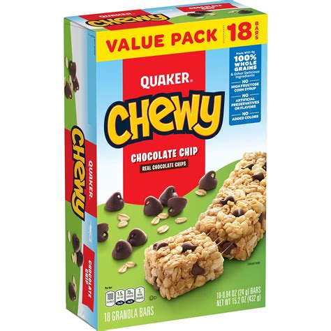 Quaker Chewy Granola Bars, Chocolate Chip (18 Pack) - Walmart.com
