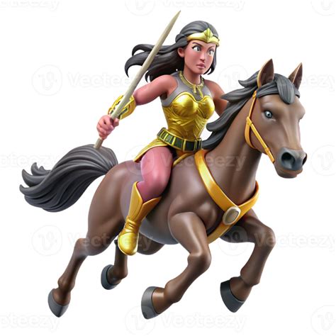 elegant traditional A fierce Amazon warrior on horseback, dynamic