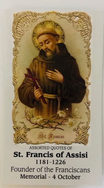 Saint Francis Of Assisi Paper Prayer Card