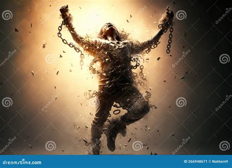person breaking   chains ai generated stock illustration