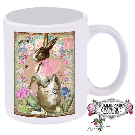 BUNNY ROSES POSTCARD Garden Large Image Download French Shabby | Etsy