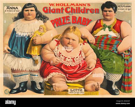 Vintage circus poster showing W. Hollmann's giant children and prize ...