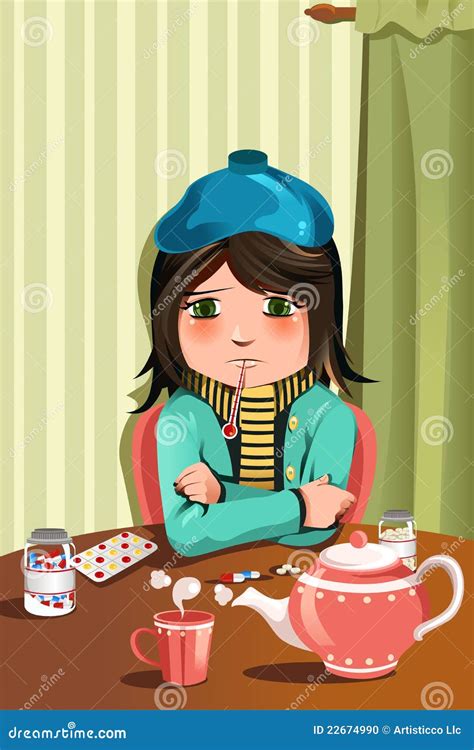 Sick little girl stock vector. Illustration of healthcare - 22674990