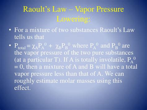 PPT - Raoult’s Law – Vapor Pressure Lowering: PowerPoint Presentation ...