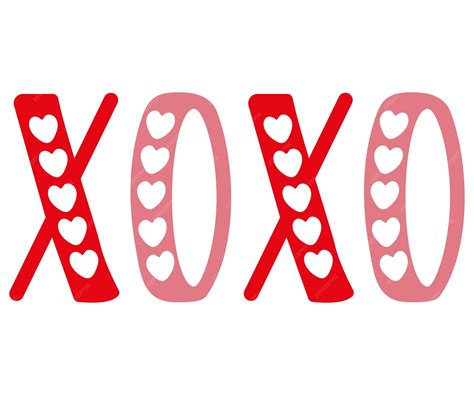 Xoxo abrazos y besos pincel letras y corazón sobre un fondo blanco