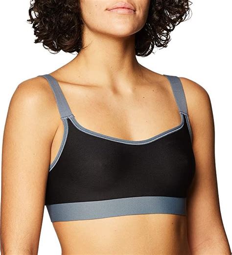 Hanes Black Sports Bra, Reversible Wireless Bra, Moisture-Wicking ...