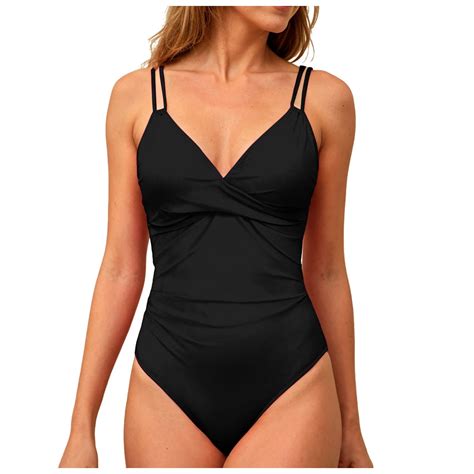 GEWSEY Women's Sexy Cutout Scalloped One Piece Swimsuit V Neck Bathing