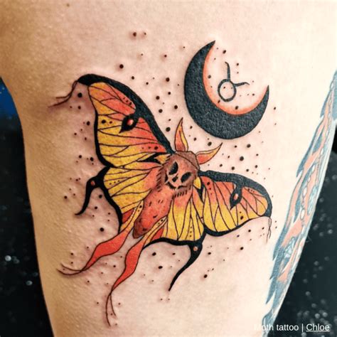Traditional Moth Tattoo Color