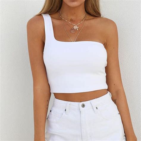 FREE SHIPPING !! Womens One Shoulder Camis Top JKP824 | Crop top ...