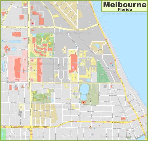 Melbourne city center map (Florida) - Ontheworldmap.com