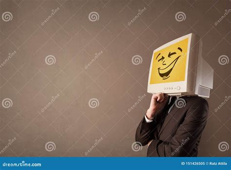 young person  monitor head stock image image  modern people