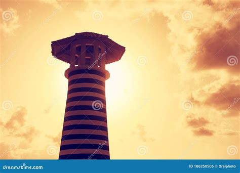 Lighthouse Silhouette at Sunset. Stock Photo - Image of blue, coastline ...