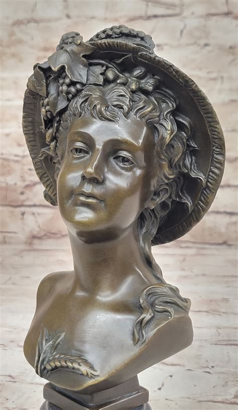 Signed Carrier Elegant Sexy Nude Girl Bronze Sculpture Bust Art Nouveau