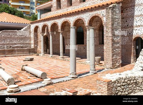 Ruins of Episcopal complex with basilica in town of Sandanski, Bulgaria ...